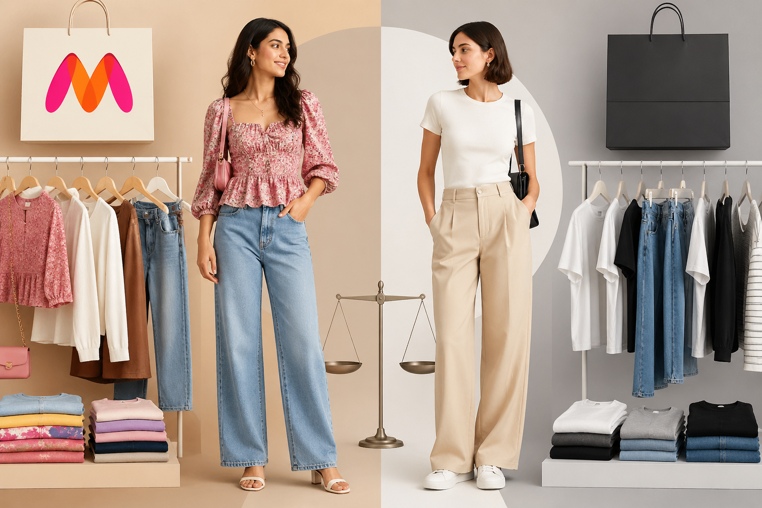 Myntra online fashion comparison with H&M basics