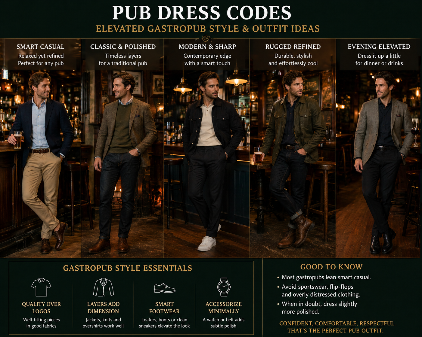 Pub Dress Codes - Elevated gastropub style and pub outfit ideas