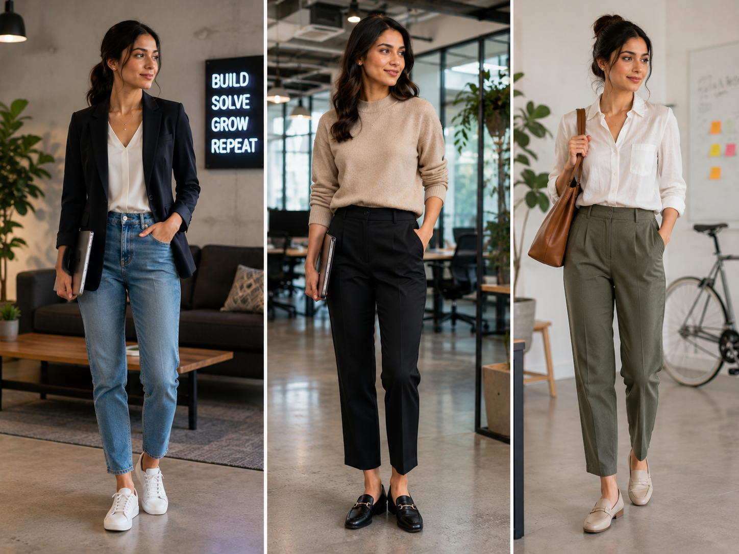 Tech startup Job Interview attire showing smart casual women's style