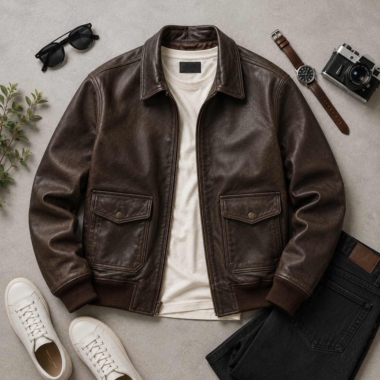 Leather Bomber Jacket