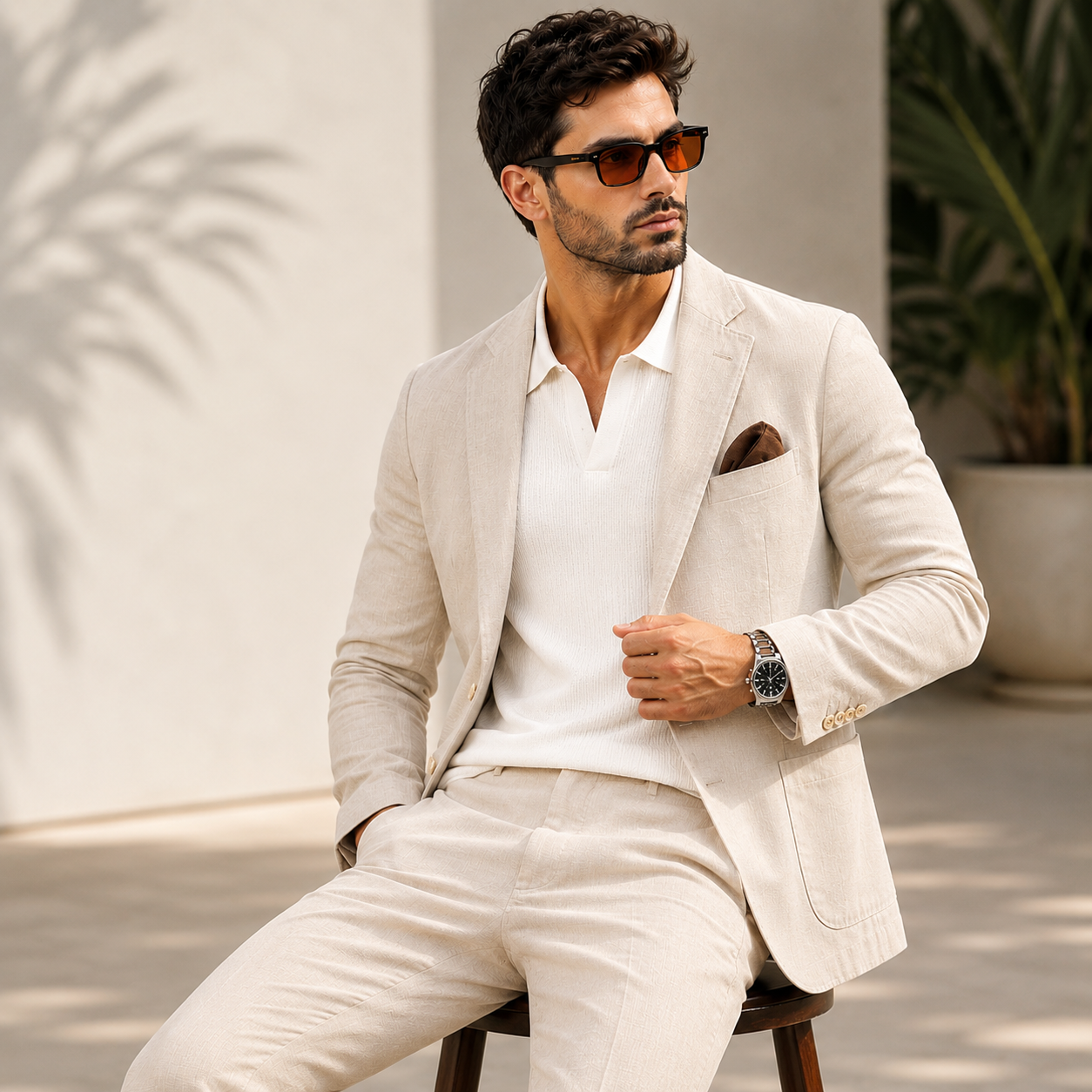 Unstructured Cotton Suit