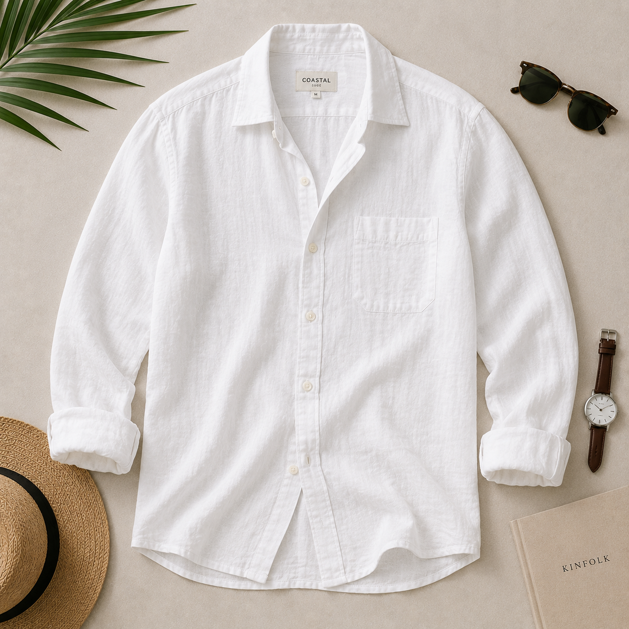 Long Sleeve White Linen Shirt