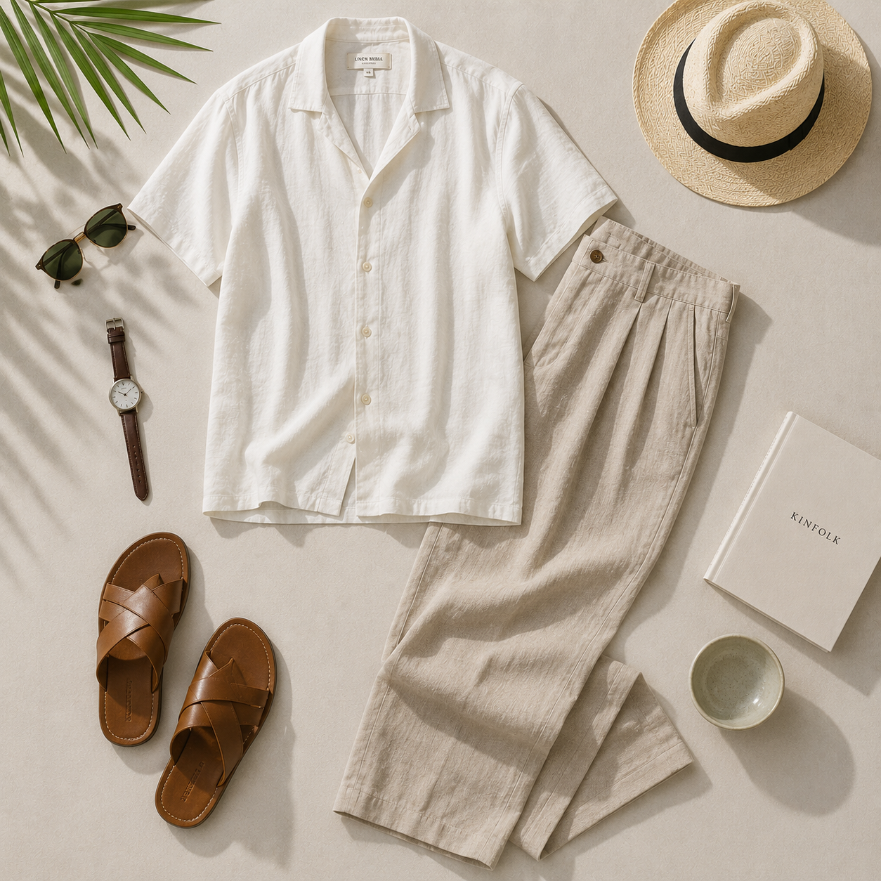 Vacation Energy Outfits - Minimalist summer style with relaxed linen trousers and a breezy top