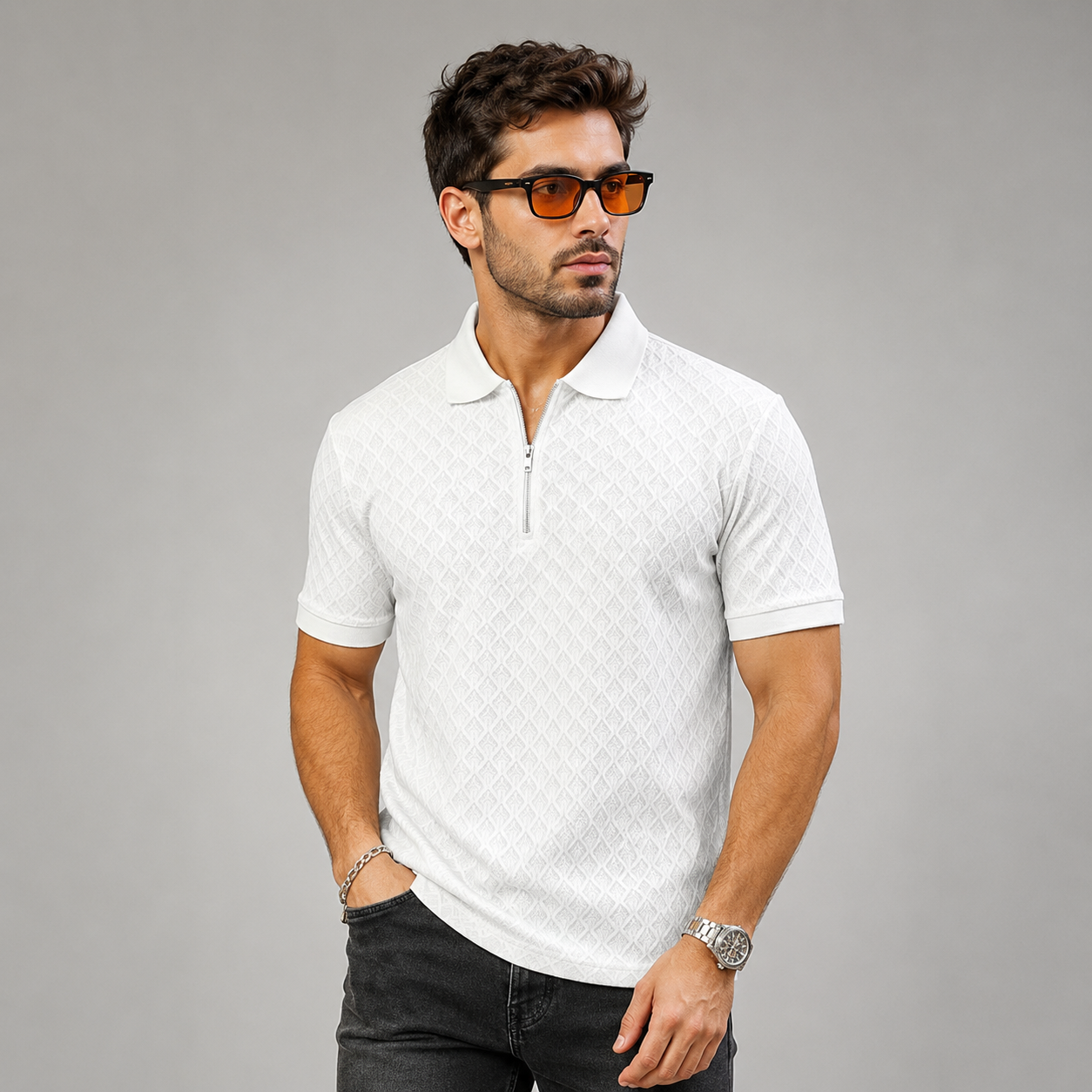 Textured Knit Polo